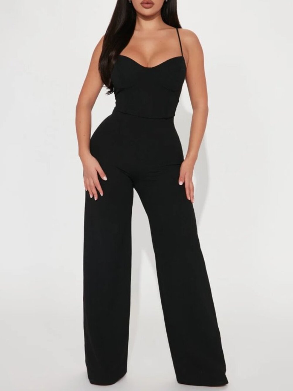 SIZE:L FASHION NOVA BLACK "TAKING NOTES" JUMPSUIT